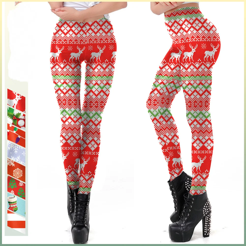 

Leggings for Ladies Christmas elk Printed Tights Pants Sexy Fashion High Waist Slim Fitness Trousers Yoga Sports Leggings