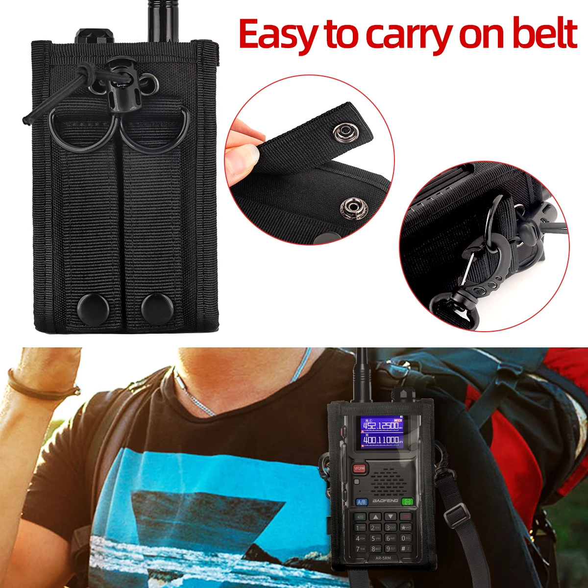 BaoFeng Walkie Talkie Holster Molle Radio Pouch for Baofeng UV-5RH UV-21R UV-5R Quansheng K5 PLUS Ham Radio Nylon Radio Case