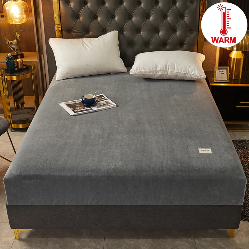 Super Soft Warm Flannel Solid Bed Fitted Sheet - Cozy Single or Double Bedding, Perfect for a Luxurious Night's Sleep