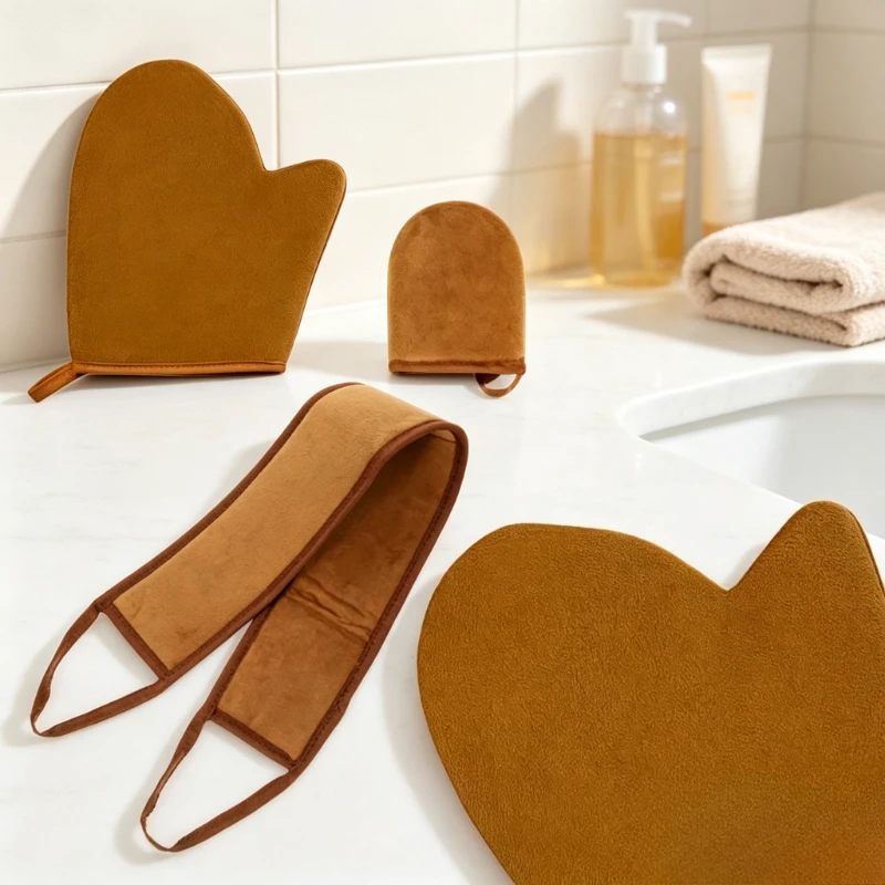 3PCS Self Tanning Kit, Tanning Mitt with Back Applicator & Finger Gloves, Streak Free Body Lotion Applicator for Face Arms Legs