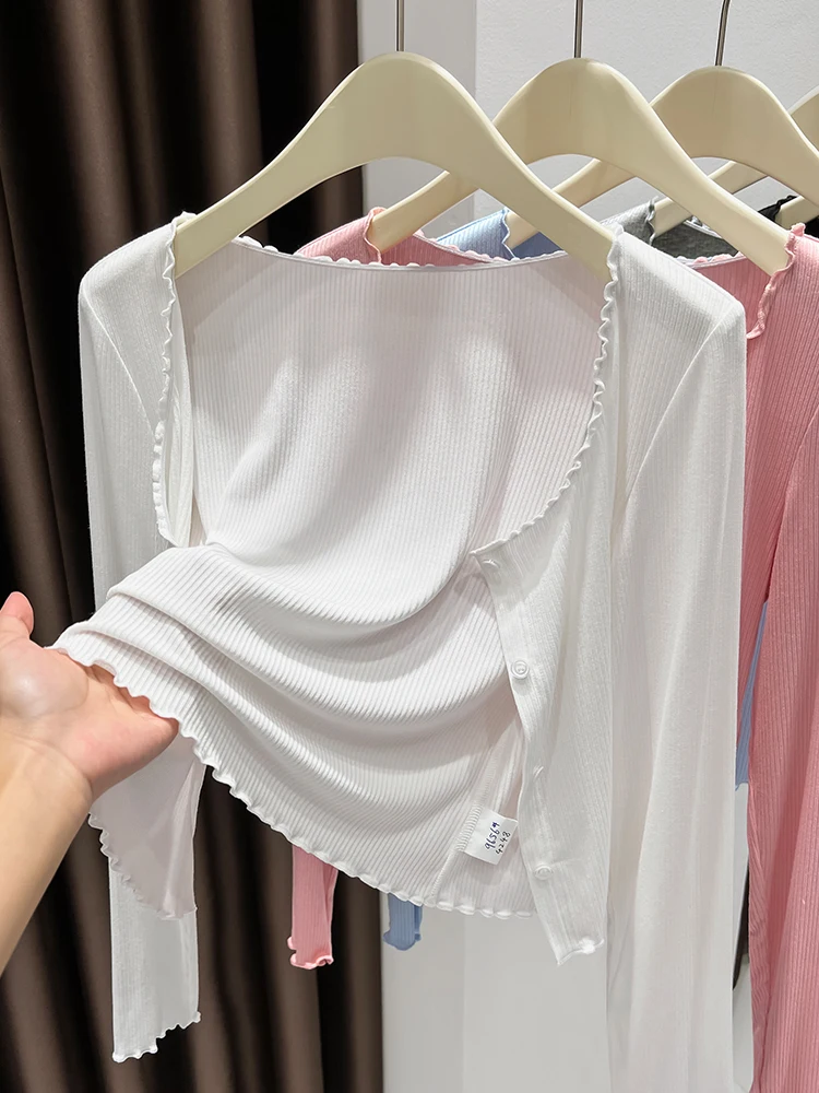Sun Protection Knitted Short Cardigan Women's Summer New Style round Neck Button up Sleeveless Vest Top with Sling Dress
