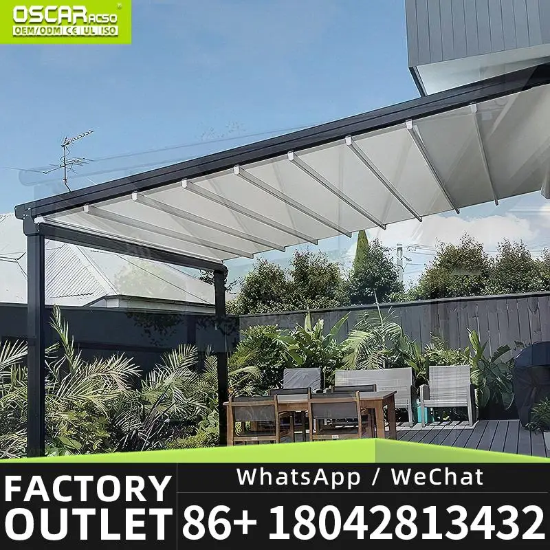 Outdoor Waterproof Retractable Foldable 4X2M Telescopic Awning Beach Vertical Screen for Patio Garden Balcony Retractable Canopy