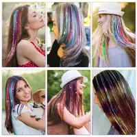 5Pcs/Pack Sparkle Hair Extensions Clip In Rainbow Shiny Sparkle Hair Tinsel Heat Resistant Sparkle Hair Extensions For Braids 6