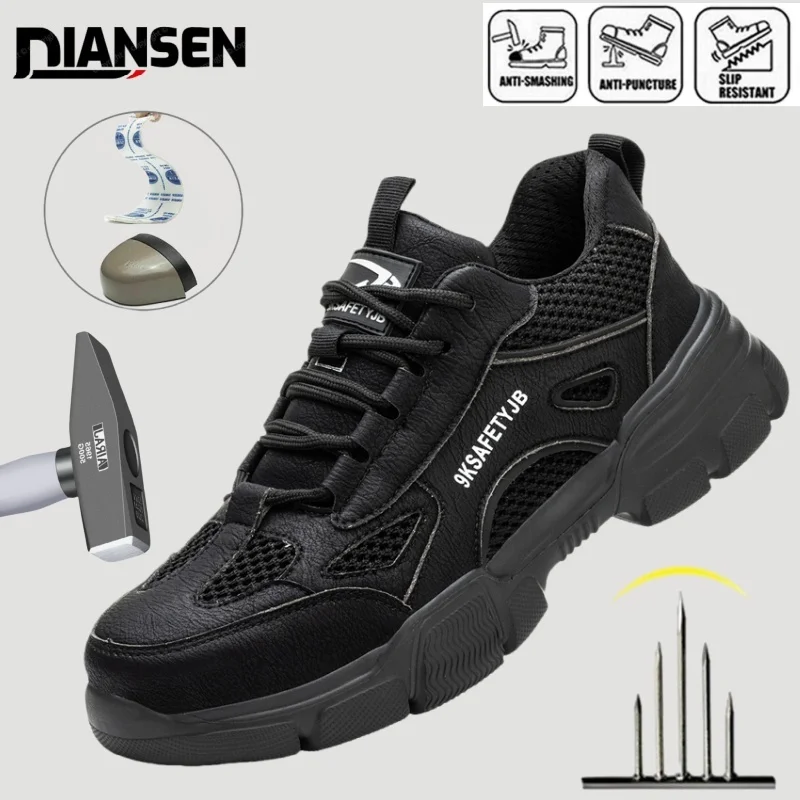 

Unisex Mesh Steel Toe Cap Summer Safety Shoes For Men Light Breathable Sneaker Comfortable Indestructible Hombre Work Sneakers