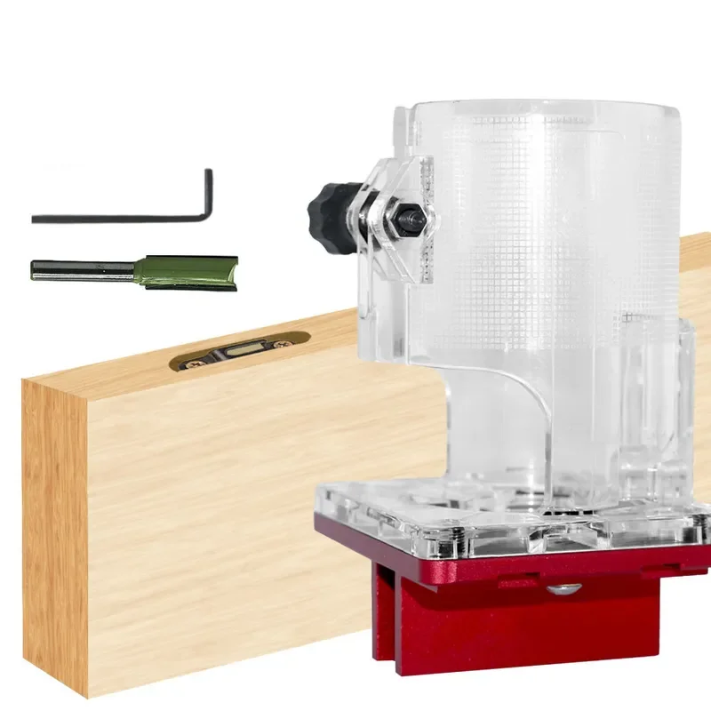 Woodworking Trimmer Slotting Bracket 2-in-1 Connector Positioner with Transparent Cover Fastener Milling Tool for Precise