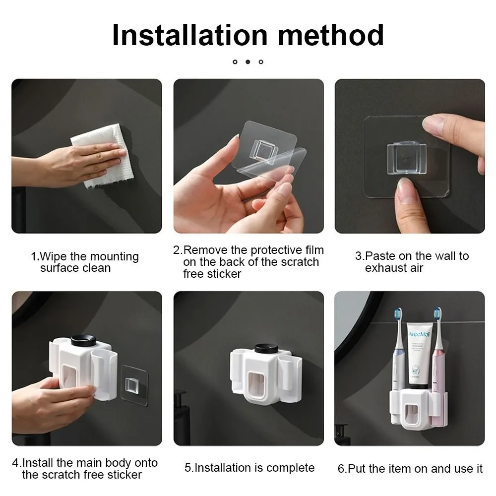 Automatic Toothpaste Dispenser Dust-proof Toothbrush Holder Wall Mount Stand Bathroom Accessories Set Squeezer