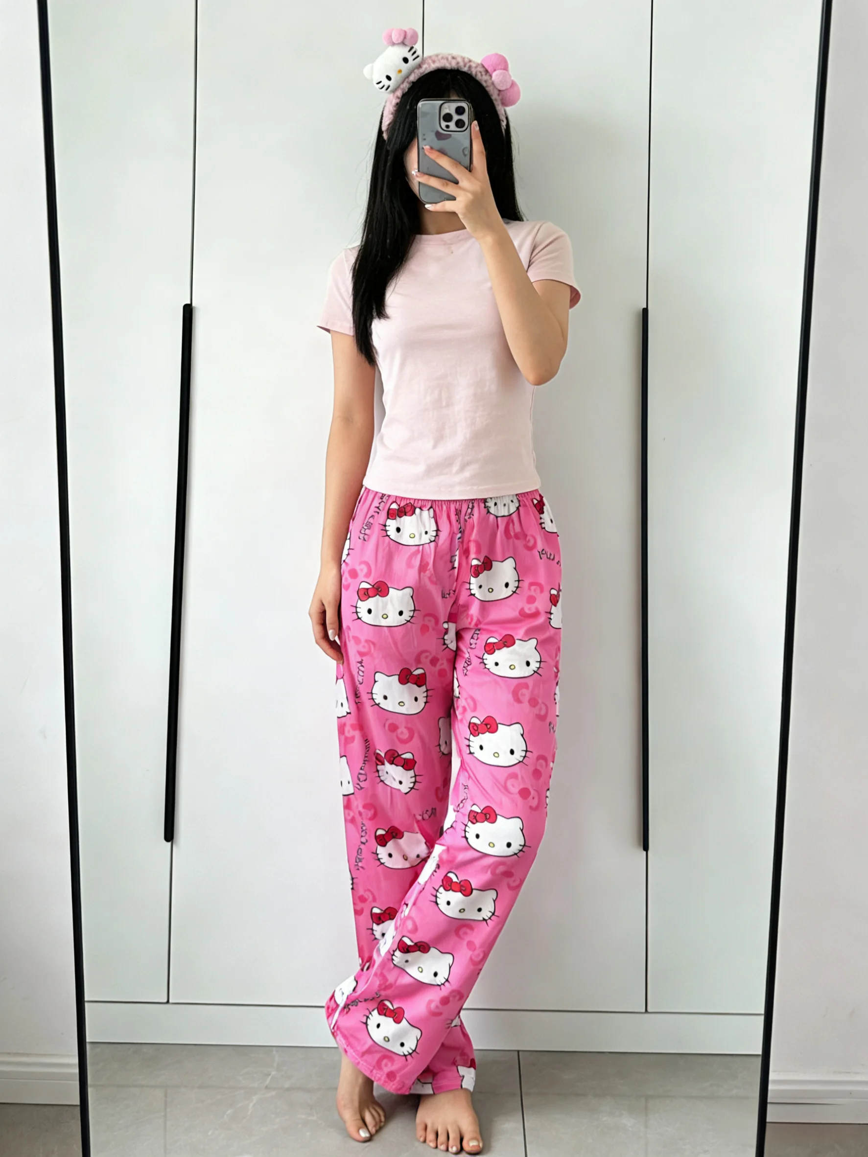 Hello Kitty Pink Loungewear, Spring/Summer New Casual Pants, Y2K Anime Style, Perfect for Festival Gifts & Party Wear view 2
