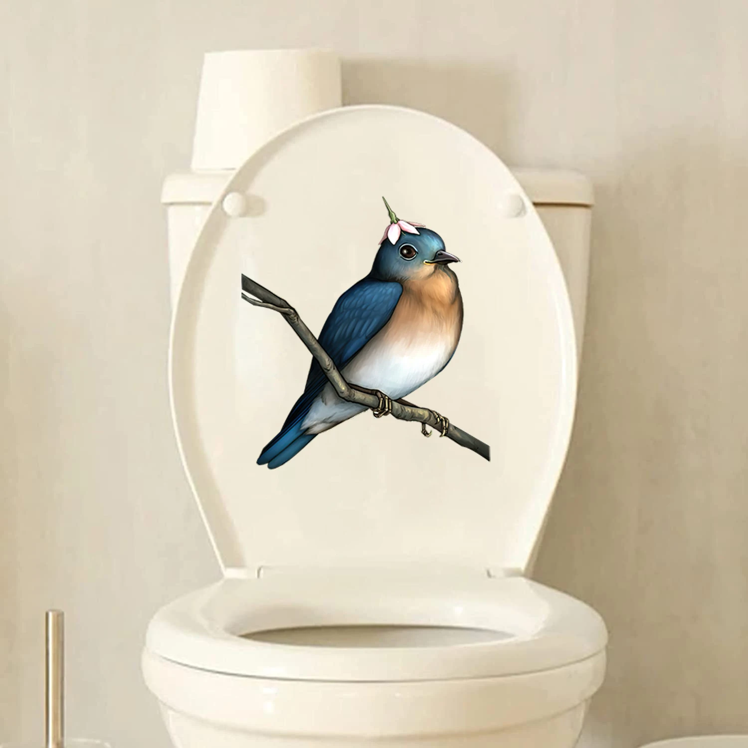 Three Ratels QCF146 Exquisite hand-painted flower and bird art wall sticker Toilet Decal