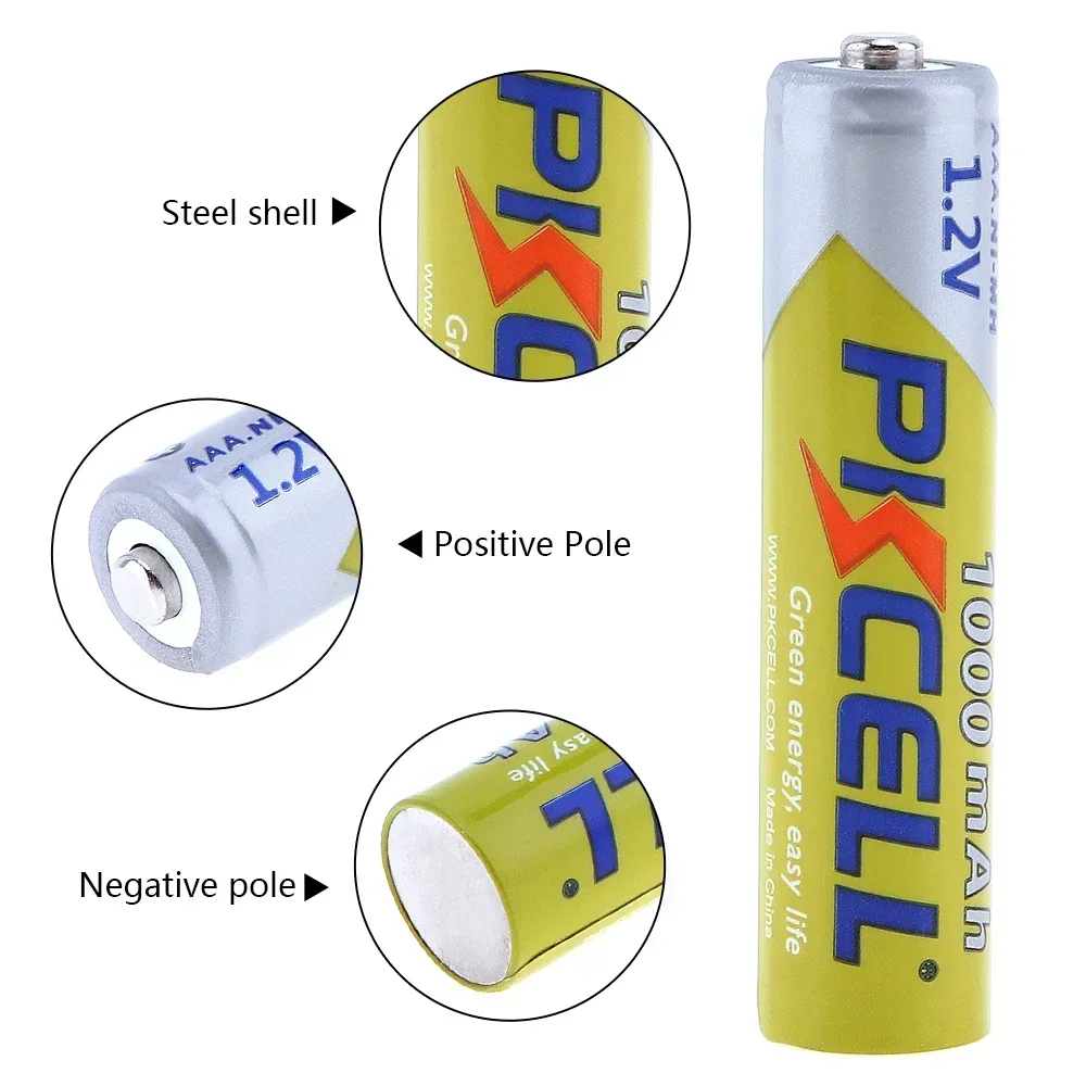 24PC PKCELL AAA 1000mA NIMH Battery 3A AAA Rechargeable Battery Batteries 1.2V Ni-MH Baterias for Camera Flashlights Toys