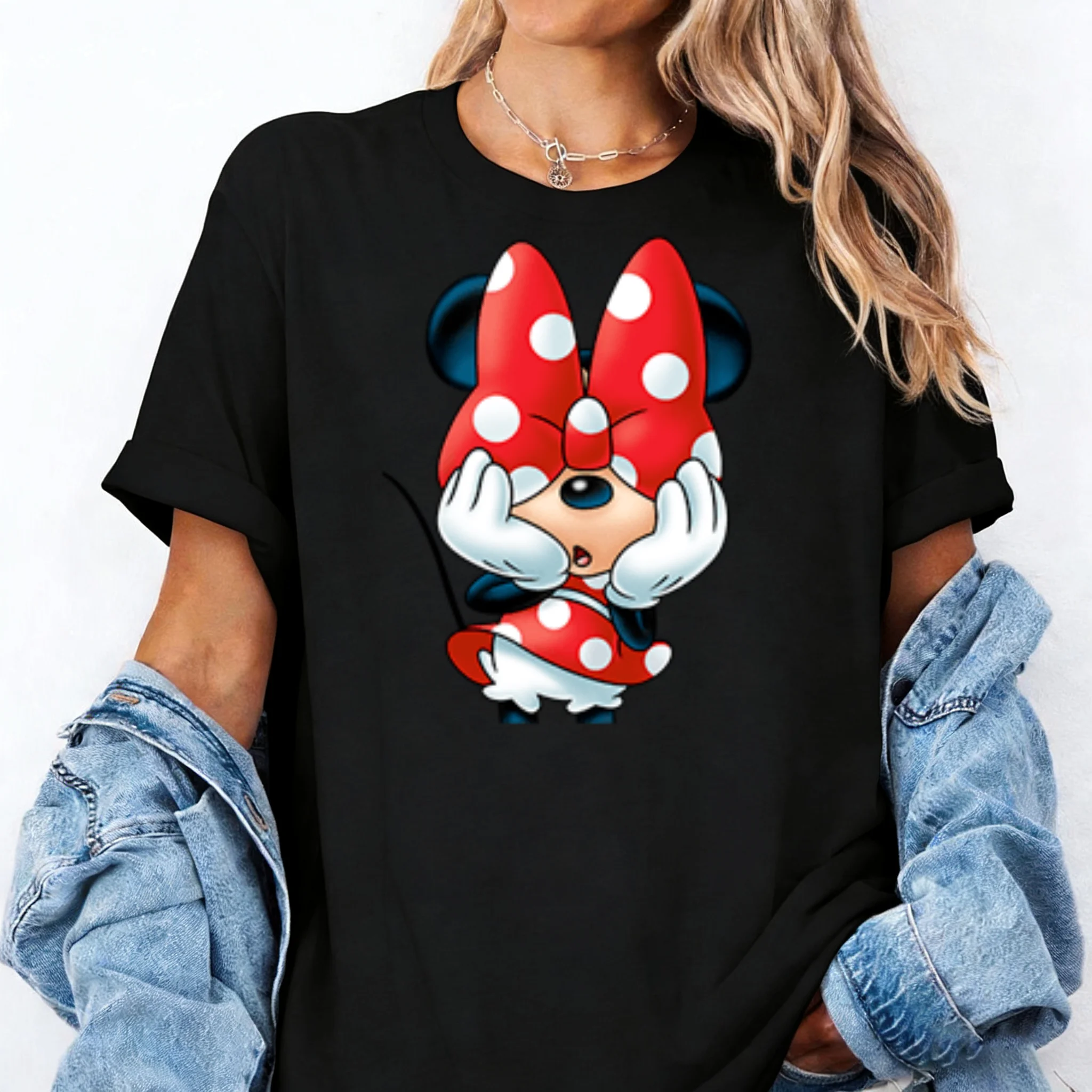 

Летняя модная футболка с Миккином 2026, сетчатая дышащая футболка с Минни Маус Y2k, женская свободная футболка с принтом Disney
