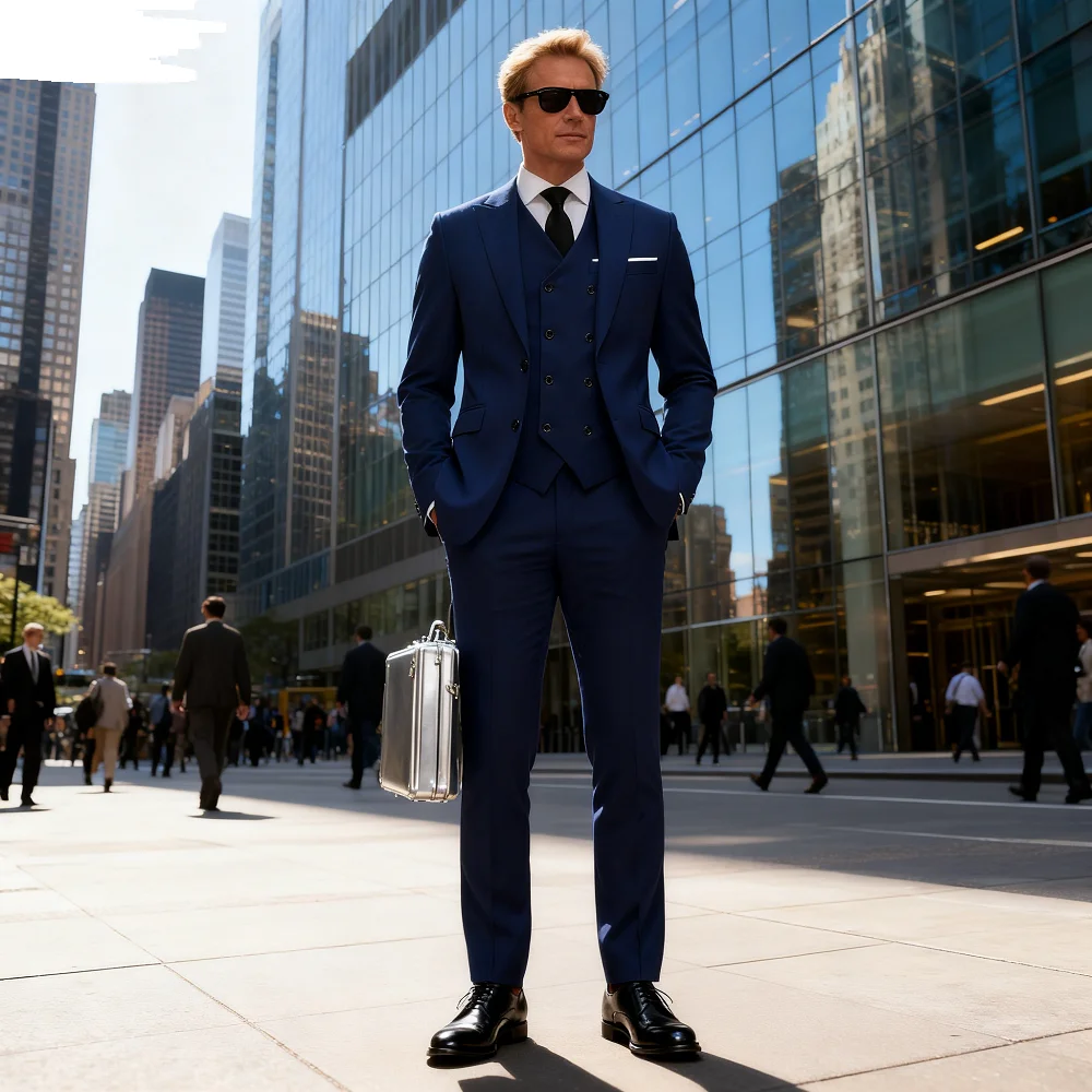 

Solid Color Men's Business Tuxedos Slim Fit Wedding Groomsmen Fashion Lapel Peak Tails Dance Party Ternos Masculinos