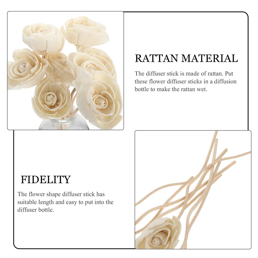 6Pcs Reed Diffuser Sticks Flower Aroma Essential Oil Diffuser Sticks Set for Home Kitchen Bedroom Aromatherapy Decoration
