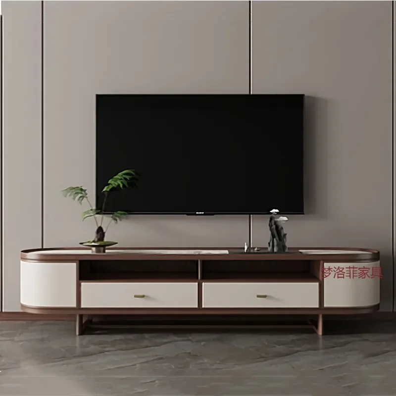 HYS New Chinese Light Luxury TV Cabinet Modern Simple Villa Model Room Living Room Solid Wood Locker