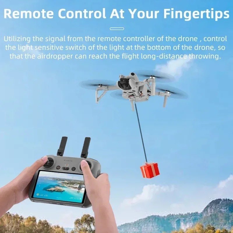 Drone PartsBRDRC Airdrop System For Mini 4 Pro,Throwing Bait/Gift/Food, Light-sensitive Control Dropper