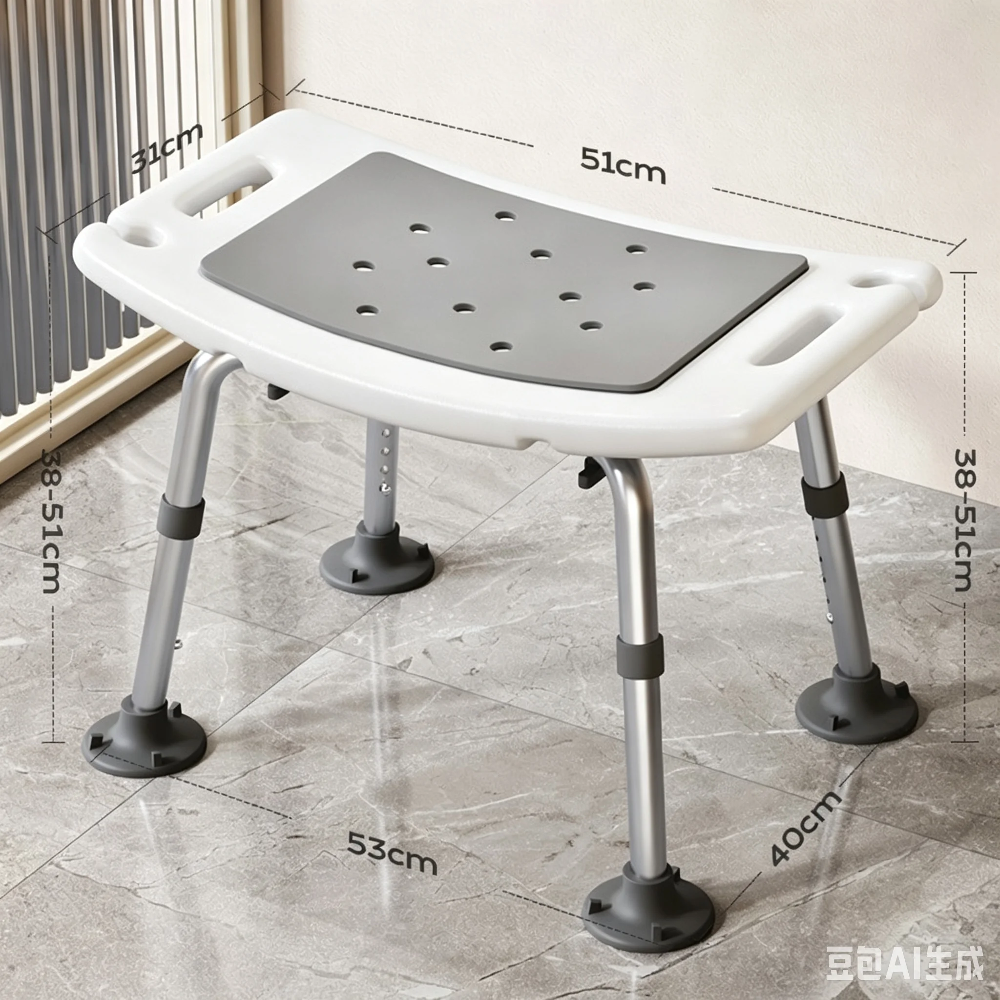 Height-Adjustable Cushioned Bath Stool
