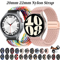 Correia de nylon trançada para Samsung Galaxy Watch 6, 5, 4, 3, Amazfit GTR4, pulseira magnética, Huawei Watch 4, 3, GT3 Pro Band, 20mm, 22mm