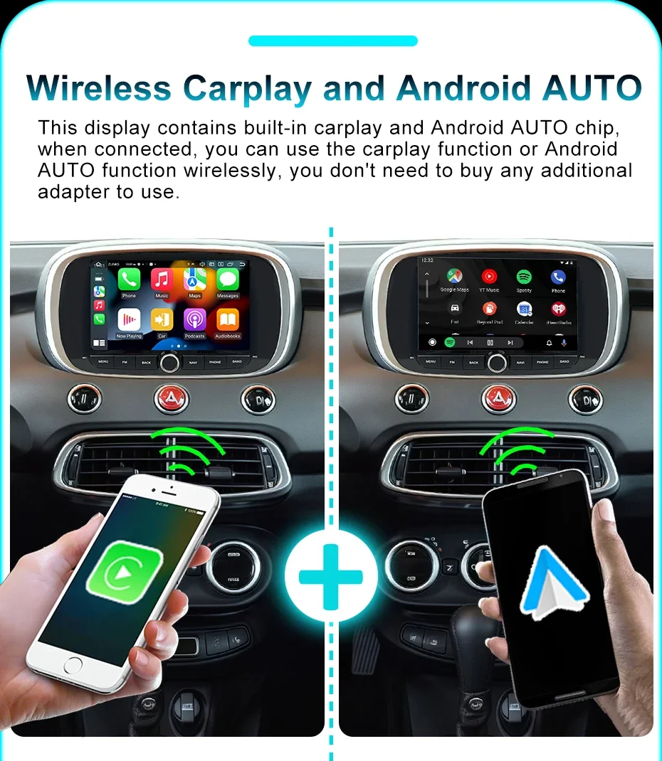 Drahtlose Carplay Auto Radio Android 15 Auto Stereo 7 "Bildschirm Für Fiat 500X 2014-2020 Bluetooth multimedia-player Navigation 2 DIN – Detail 8