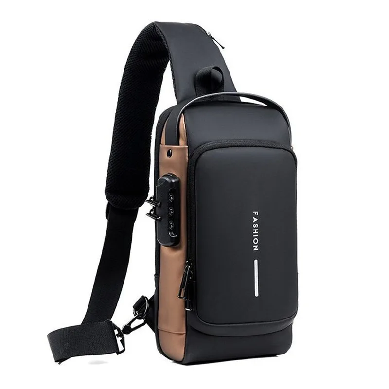 Men Multifunction Anti Theft USB Shoulder Bag Man Crossbody Cross Body Travel Sling Chest Bags Pack Messenger Pack