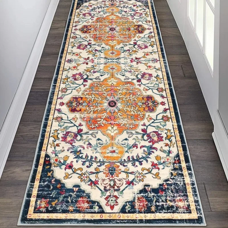Abstract Splash Runner Rug Blue Gray Gradient Pattern Carpet Non Slip Floor Mat For Hallway Kitchen Area Rugs Mats