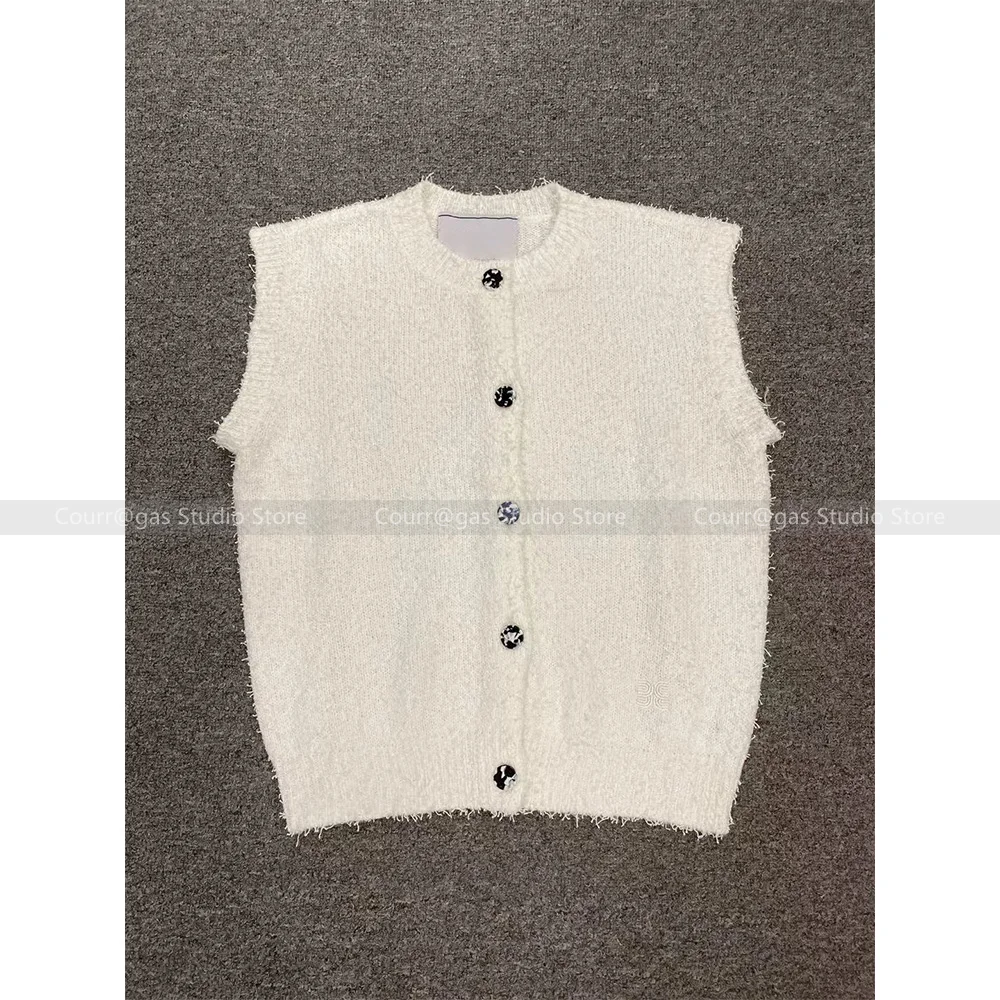 Sweet temperament removable sleeves knitted cardigan solid colour waistcoat waistcoat jumper niche simple two wear