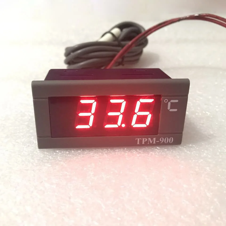 BRIGHTWIN TPM-900 Panel-mount Digital NTC Sensor Probe Thermometer 1 Accuracy -50~110 Range 200mm Probe LED Display ABS