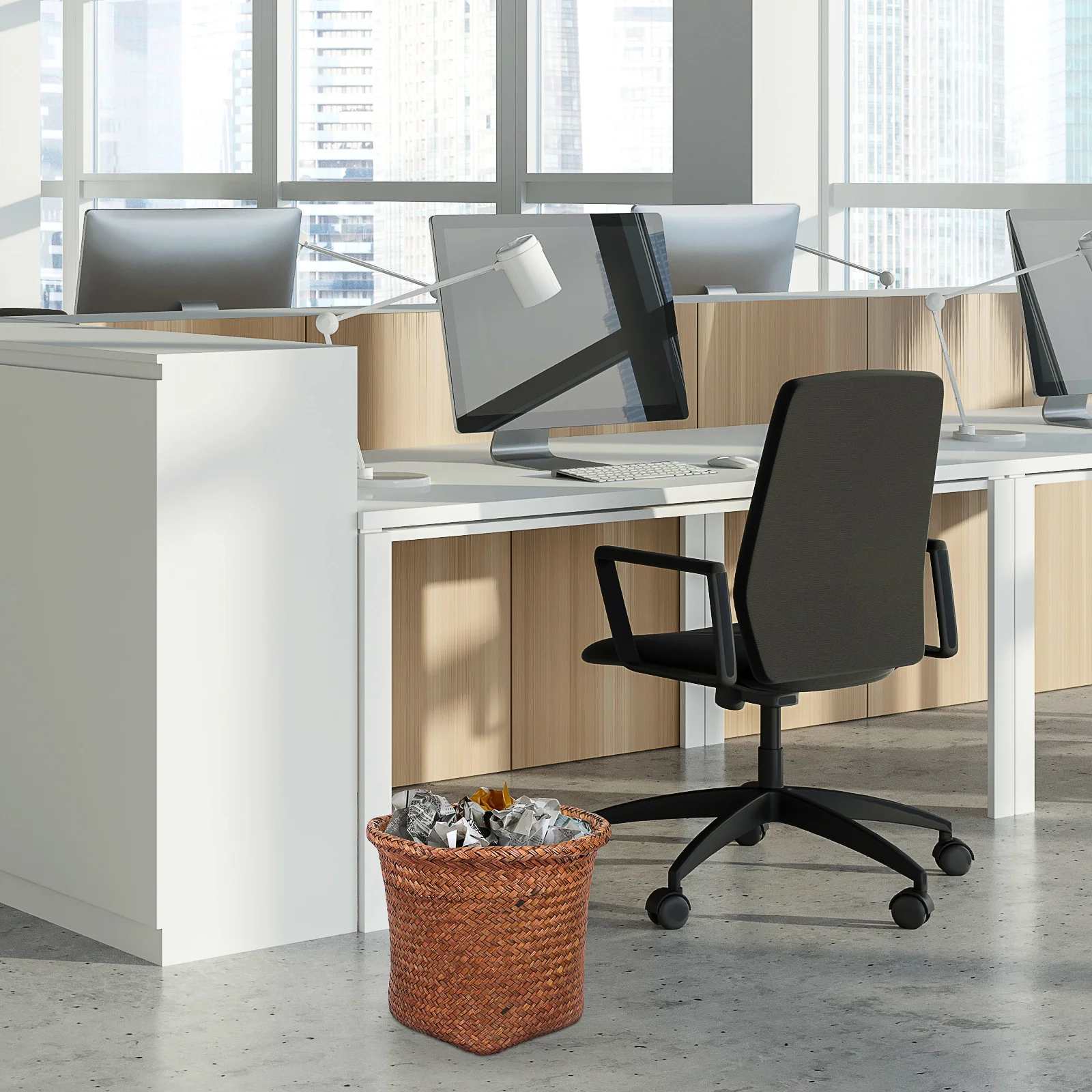 

1Pcs Straw Woven Wastebasket Natural Design Office Waste Bin Waste Paper Container Storage Organizer Straw Woven Wastebasket