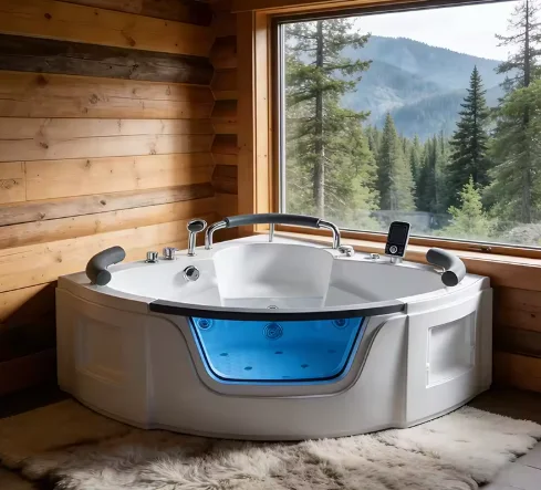 Modern Luxury Acrylic White Freestanding Whirlpool Bathtub, Custom Massage Spa Factory Sales, Custom Soaking Bathtub Corner