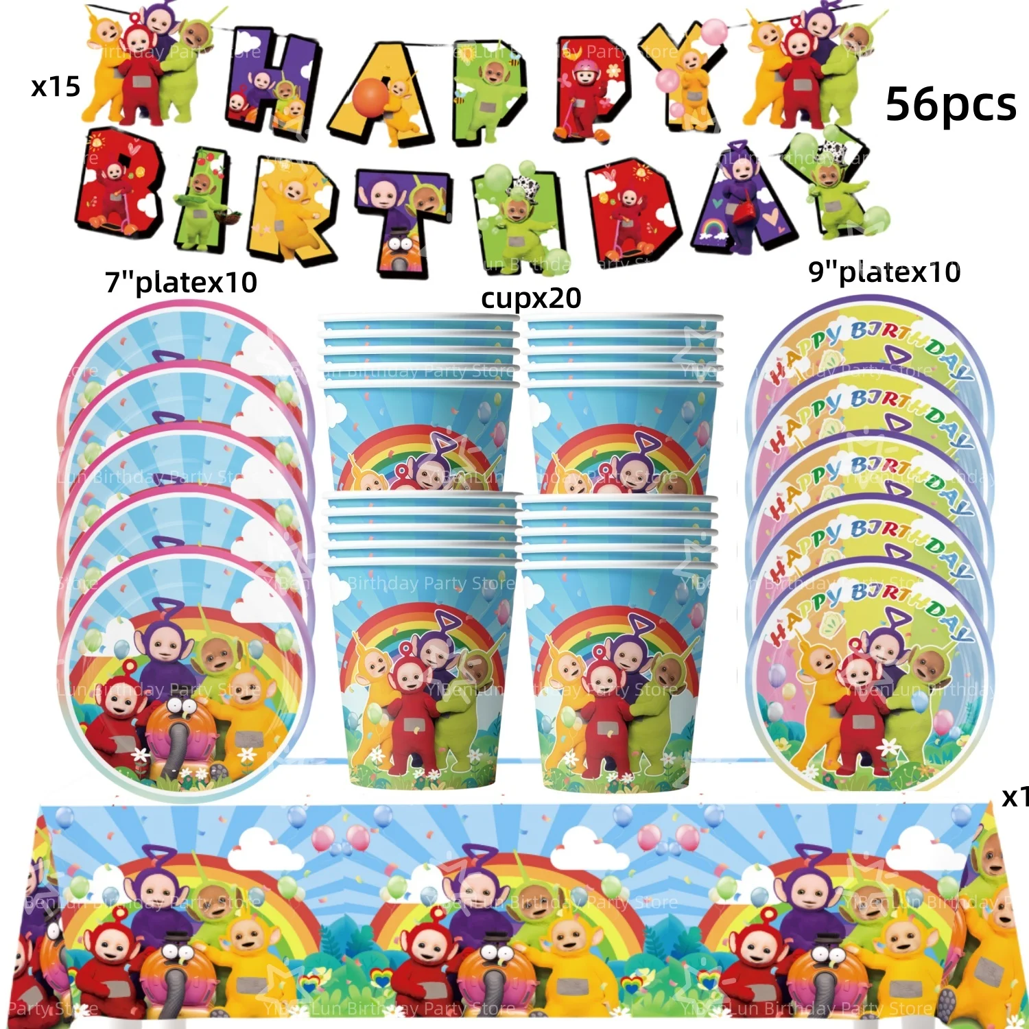 Tinky Winky Verjaardagsfeestje Decoratie Antennababy Po Wegwerp servies Tafelkleed Bord Beker servet Kinderfeestje Gunsten Benodigdheden