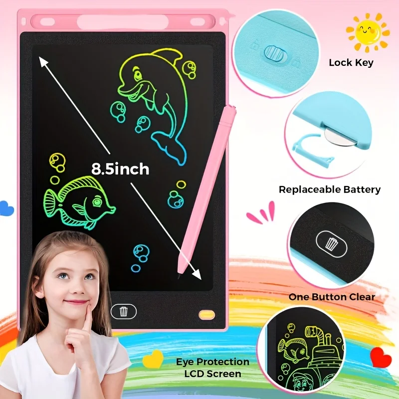 30 قطعة من أقراص الرسم LCD مقاس 8.5 بوصة أدوات الرسم السبورة السحرية أدوات الرسم والتعلم ألعاب تعليمية هدايا للأطفال