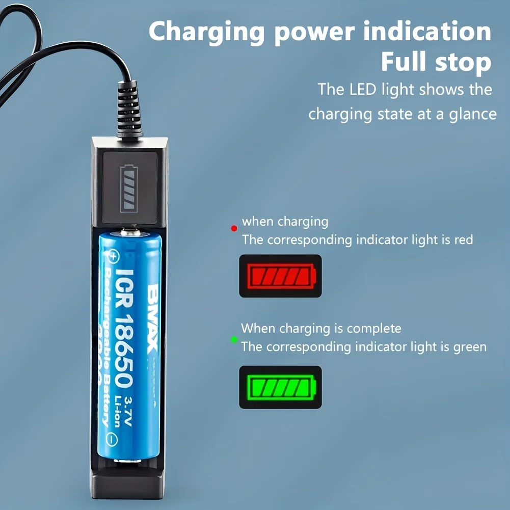 18650 Charger Charging 3.7V Li-ion Battery Charger USB Universal Smart 1 Slot Charger Lithium Batteries Charging Adapter