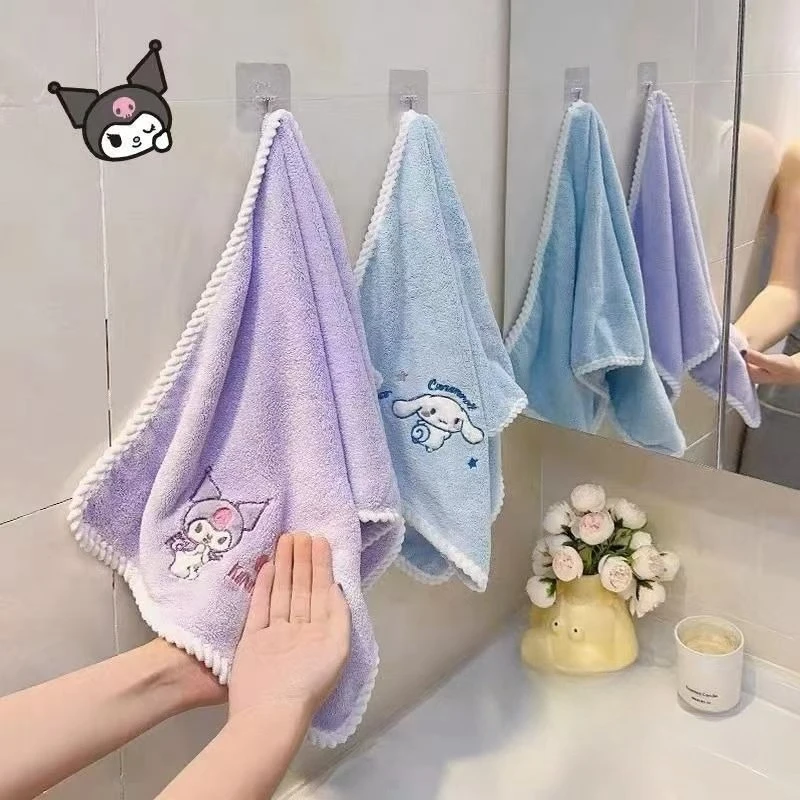 

4 шт. полотенца для лица Sanrio Cinnamoroll Melody Kuromi, милые мультяшные, простые, удобные, мягкие, приятные для кожи, детские, хлопковые, впитывающие полотенца