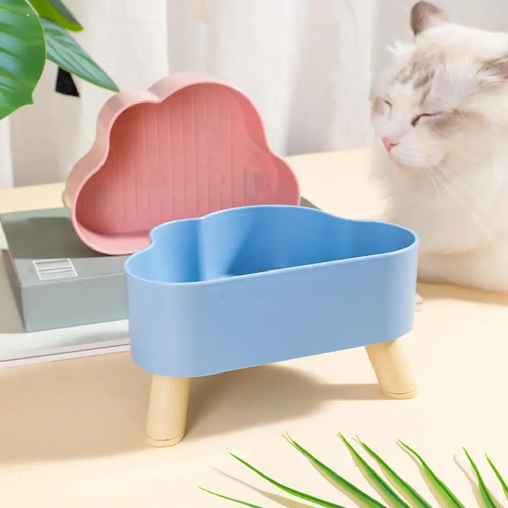 Elevated Cloud-Shaped Wide-Mouthed Cat Bowl, Cervical Vertebrae-Friendly, Kitten Bowls, Pet Supplies