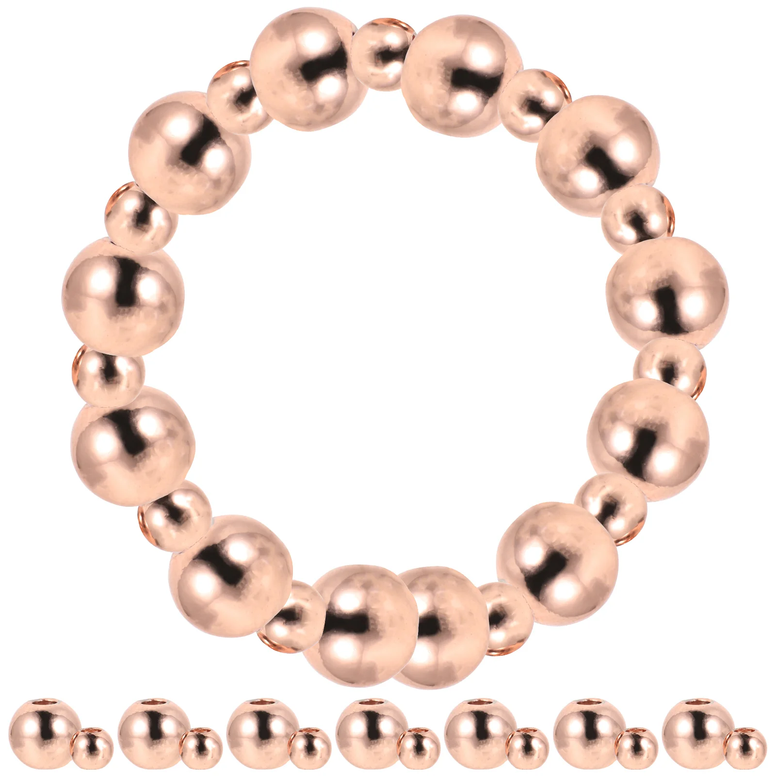 

200Pcs Metal Spacer Beads Corrosion Resistant Smooth Round Copper DIY Jewelry Making Supplies Loose Beads for Bracelets