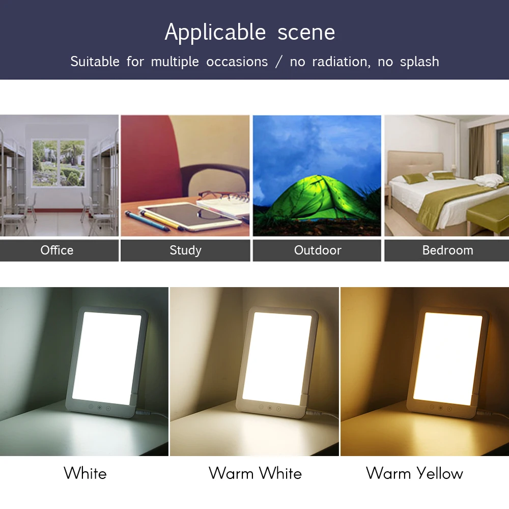 

DC 12V Therapy Lamp Touching Control Stepless Dimming 3 Light Colors Adjustable for Living Room Bedroom Study Room