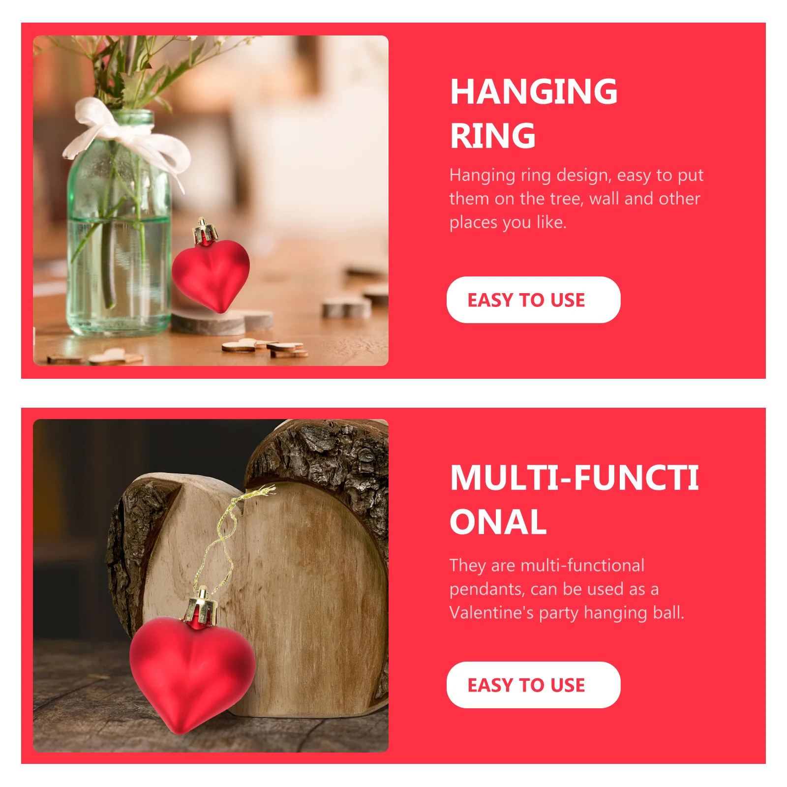 

12Pcs Plastic Heart Shape Hanging Balls Lightweight Reusable Valentines Party Decorations Tree Wall Pendants