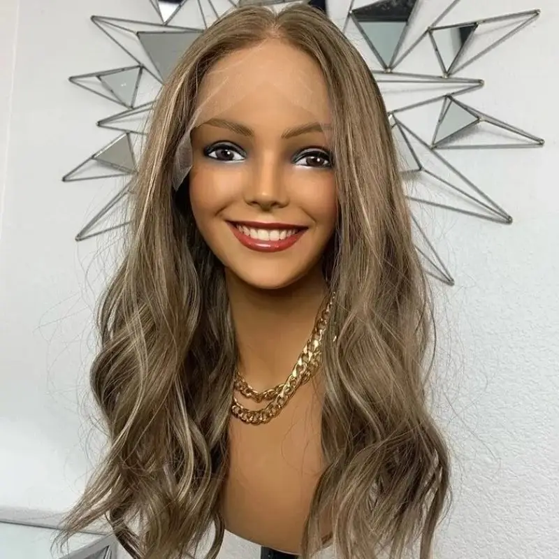 

Новые парики омбре карамельно-коричневого цвета без клея для женщин, из термостойкого волокна, с небрежной волной, высококачественные синтетические парики с кружевной передней частью для повседневного использования.