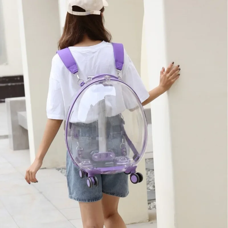 Cat bag out portable pet backpack space capsule expandable large capacity transparent trolley bag