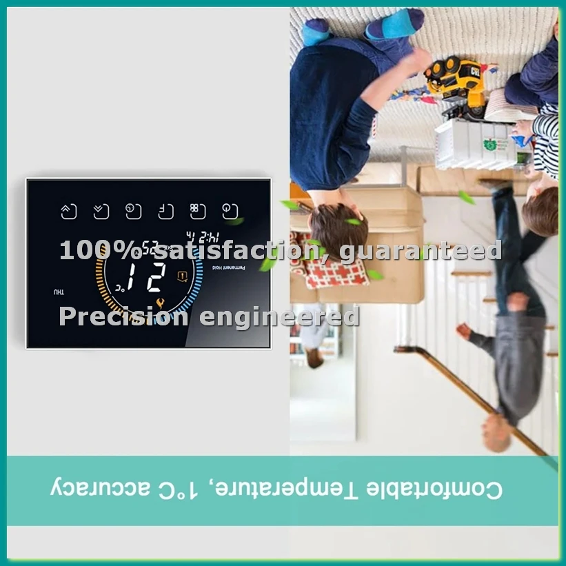 

Smart Tuya Voice Control Smart Programmable Thermostat APP Control LCD Water/Gas Boiler Heating Black WiFi-BCBW