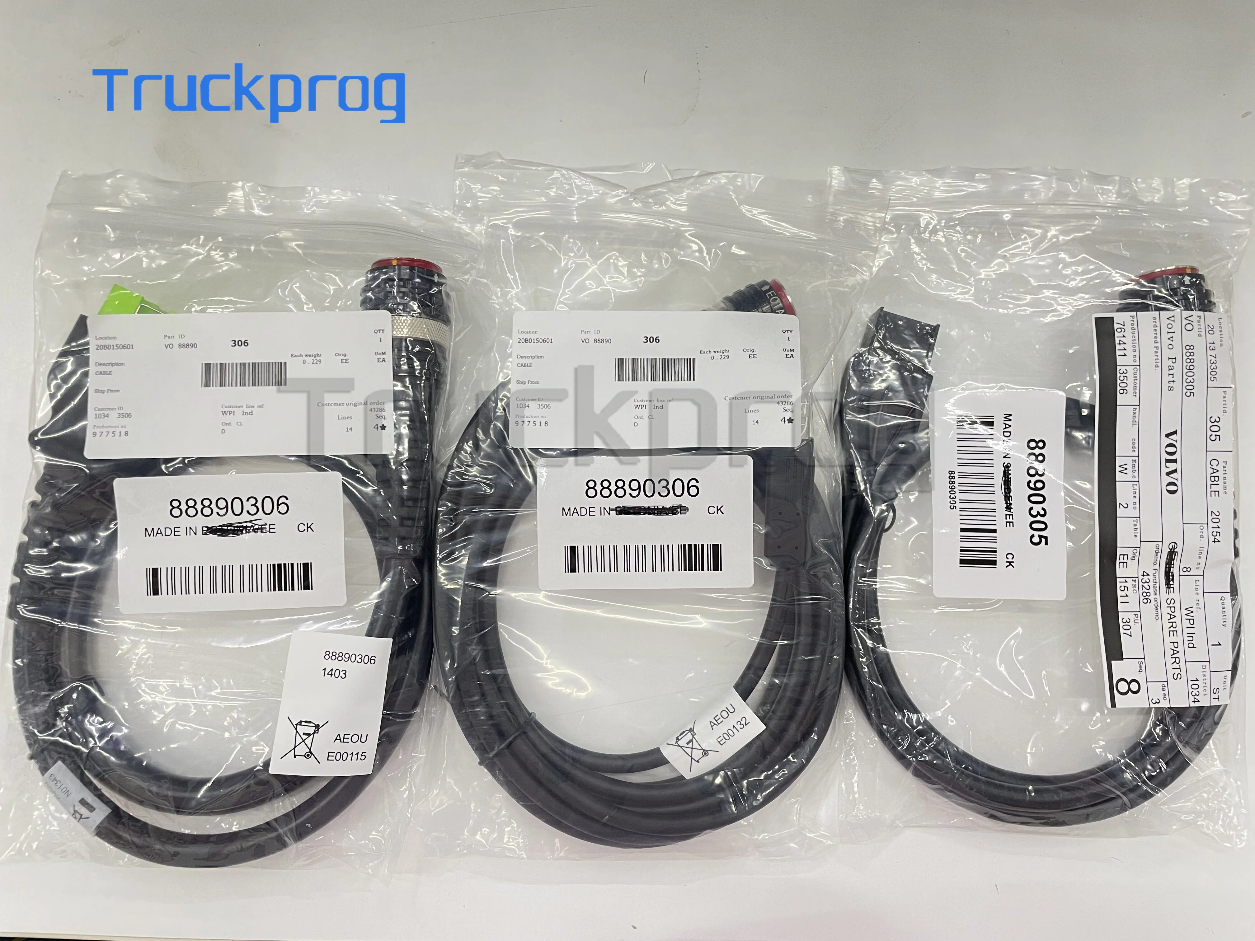 for Vocom Vocom II 888900300 16 Pin OBD+USB+8 Pin Transfer Cables for Excavator Construction Heavy Duty Truck Diagnosis