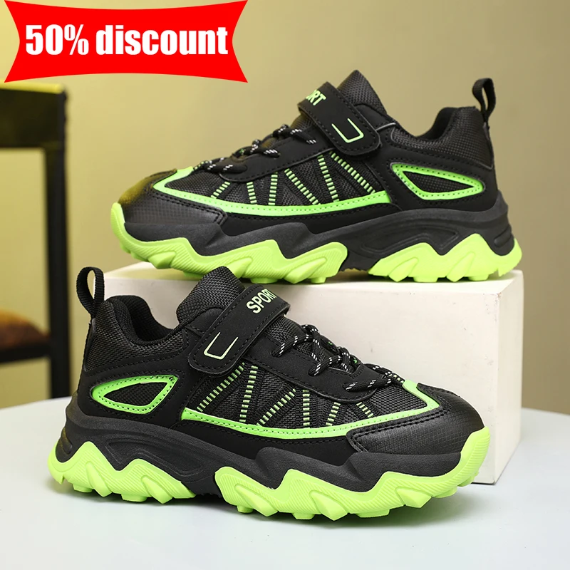 

Children Sports Shoes Breathable Mesh Non Slip Rubber Soles Boys Outdoor Walking Shoes Spring New Lightweight Trekking Sneakers