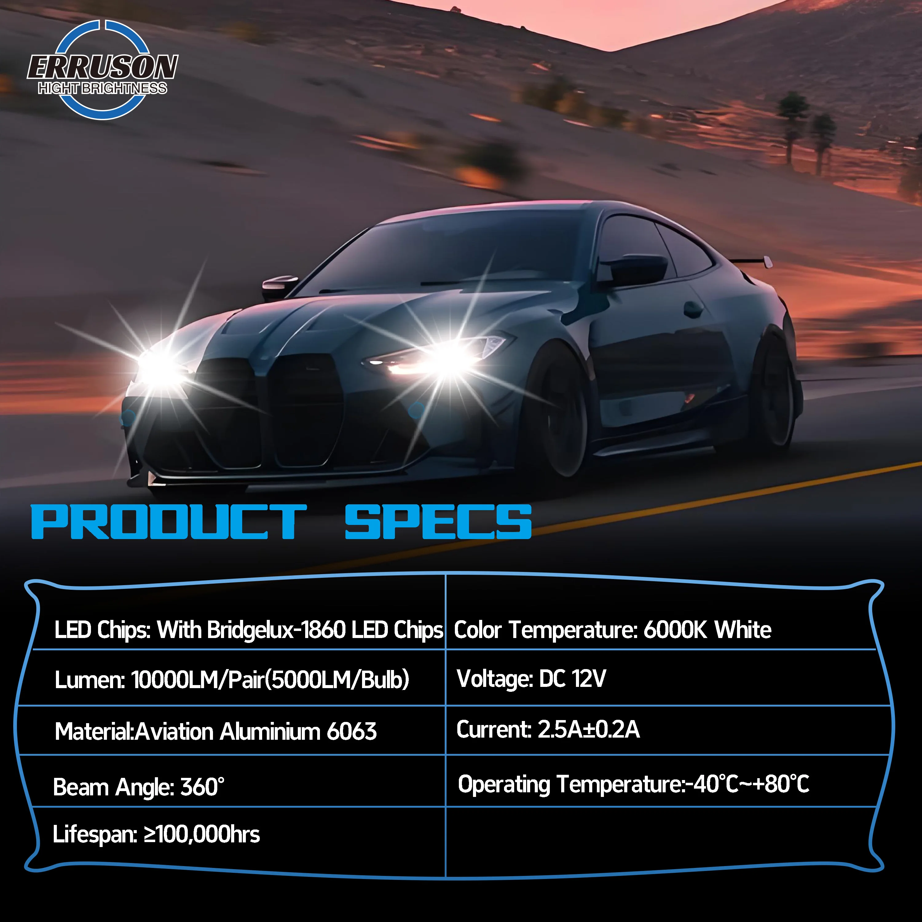 Erruson 320W 300000LM H4 H7 Fog Led Lights CSP 1860 Chip H1 H3 H11 9005 9006 9012 6000K 4000K 8000K Auto Car Headlights Bulbs