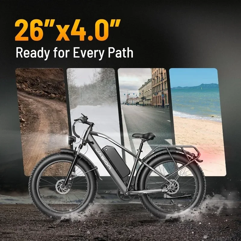

Jasion EB5 MAX Adult Electric Bike 2000W Peak Motor 48V 15Ah Battery 720Wh Power Mountain E-Bike
