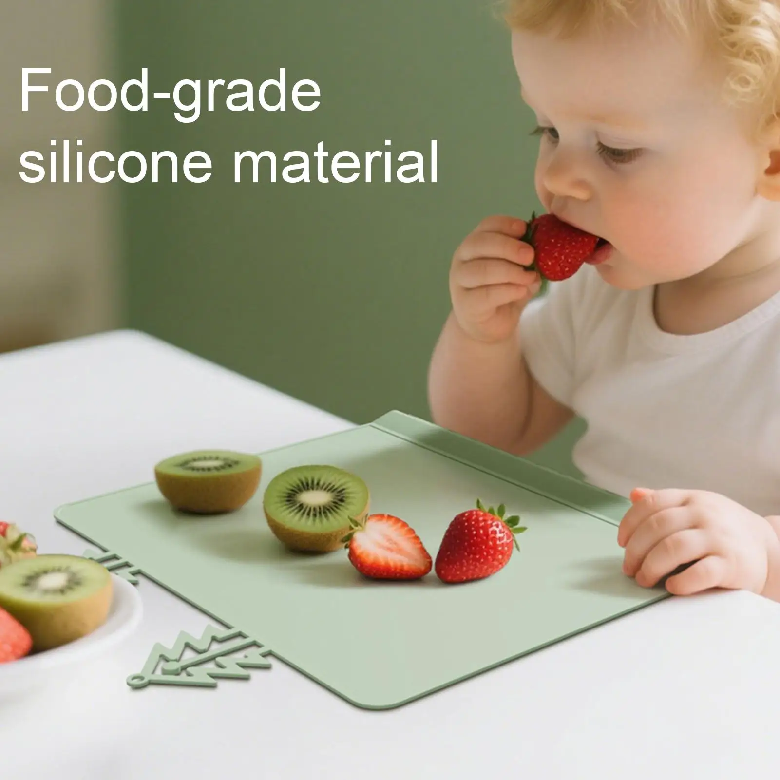 Kids Silicone Placemat Non-Slip Placemat Silicone Restaurant Table Mat with Anti-Collision Edge for Kids Table Food Eating