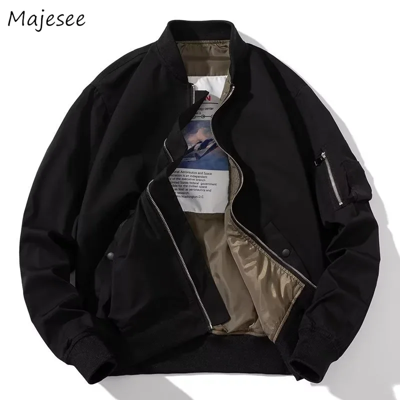 

Solid Casual Jackets Men Autumn Winter Ins Korean Style All-match Youthful Vitality Teen Pockets Streetwear Traveling Harajuku