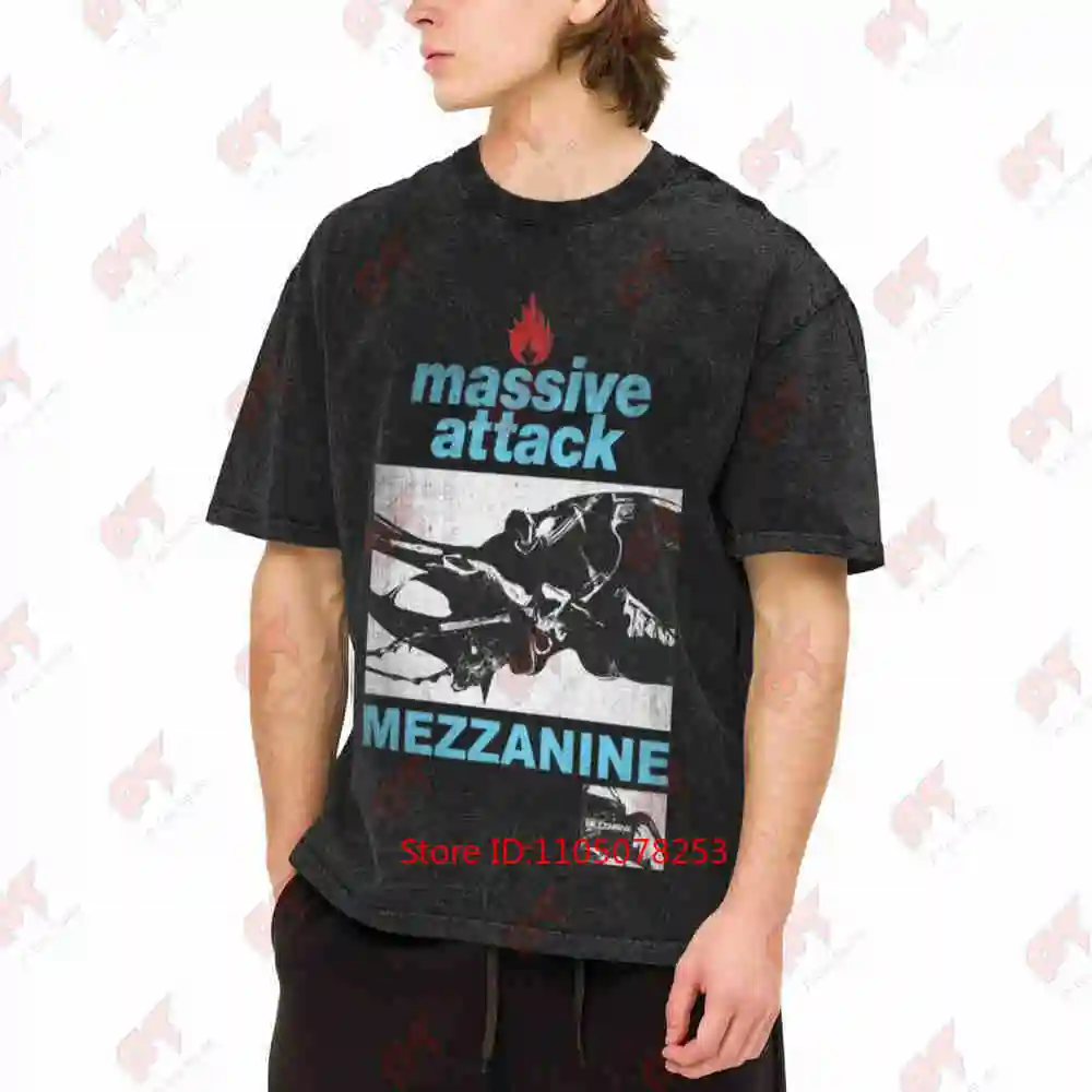 Massive Attack Mezzanine Euro Tour Album Art Vintage Washed Tee Pure Cotton T-Shirt
