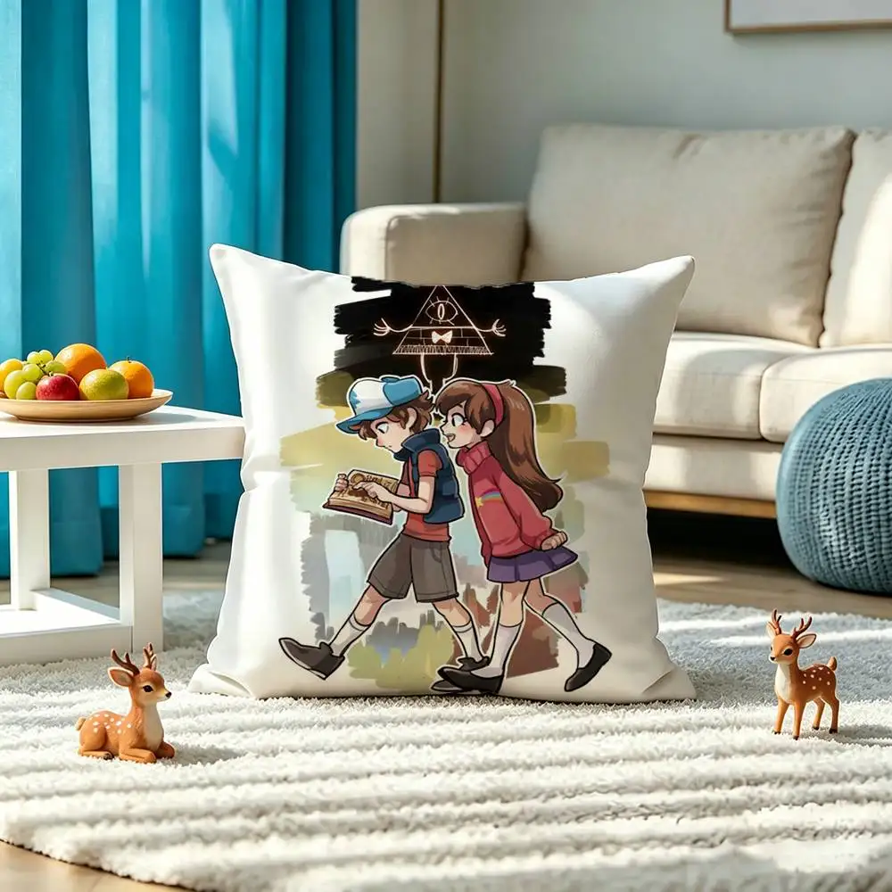 Dipper and Mabel Gravity Pillow Case Square Double-Sided Sofa Cushion Cover Bedroom Bedside Pillow