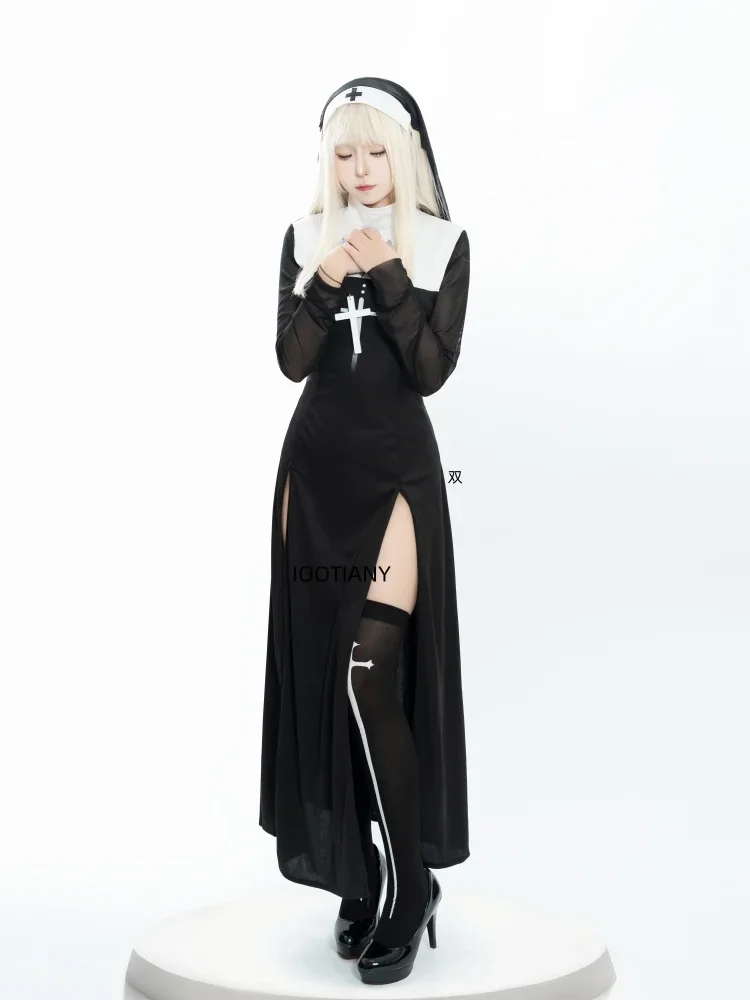 

Halloween Cute Female Anime Nun Costume Role Play Performance Clothes Sexy Ladies Performance Fancy Dress Sister Costume New