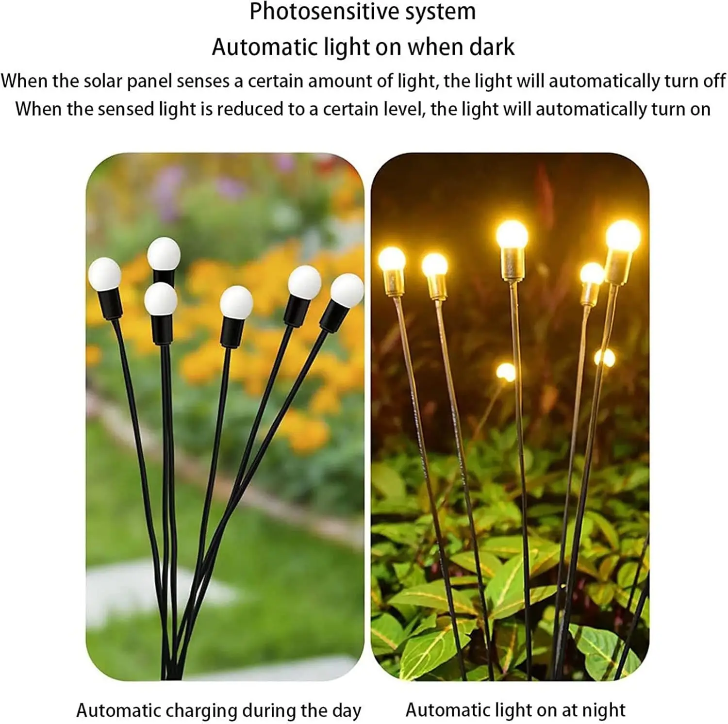 2 قطعة 6-Light أضواء الشمسية الشمسية مصباح حديقة النجمي يتمايل اليراع مصابيح مصباح للطاقة الشمسية ديكور خارجي لمسار ساحة الفناء