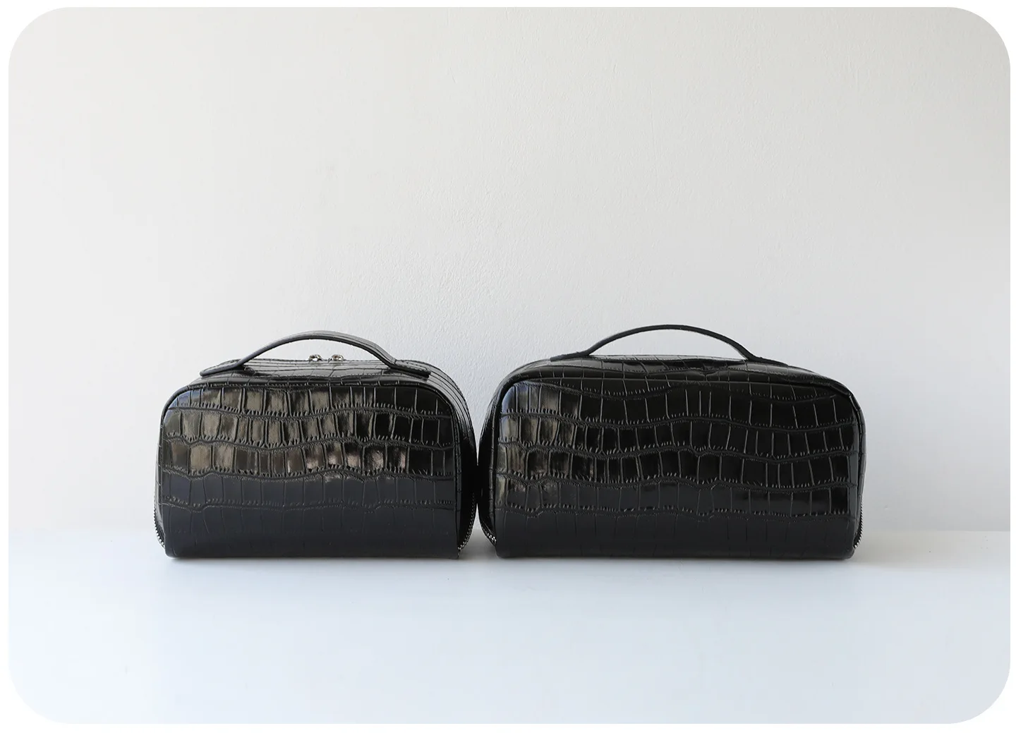 Waschtasche aus echtem Leder mit Krokodilstruktur, großes Fassungsvermögen, Reise-Kosmetik- und Toilettenartikel-Organizer, Damentasche, Make-up-Tasche, Luxustasche – Detail 19