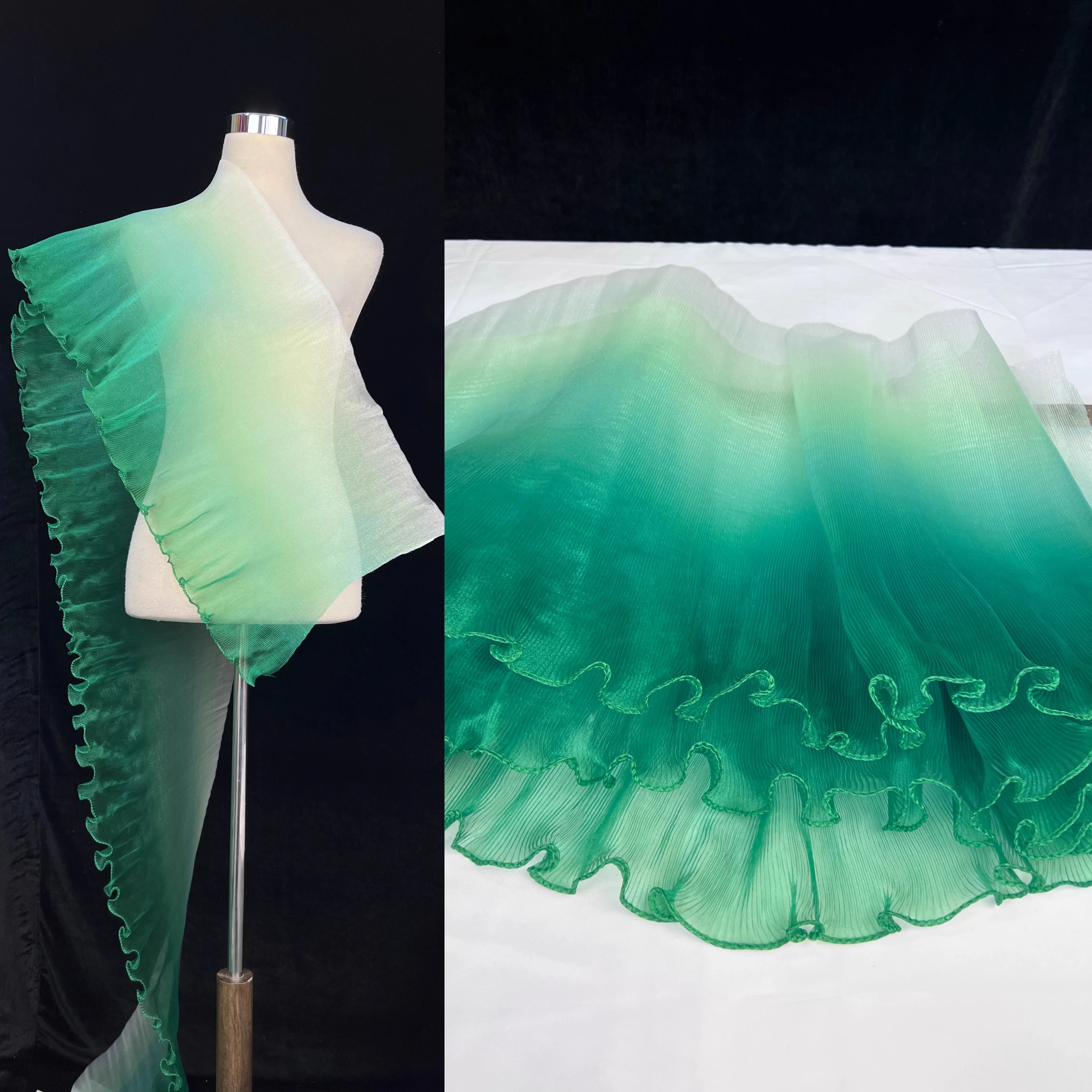 3Yards Translucent gradient lotus leaf Lace Trim Ribbon Fabric Handmade DIY Wedding Dress Sewing Supplies Craft mesh Lace Fabric